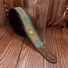 Vtar Handmade Jacquard Ocean Jewel Vegan Leather Guitar Strap