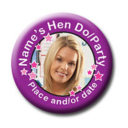 Personalised Photo Birthday / Hen Badge -58/77mm -pink|black|turquoise|purple - 第 5/5 張圖片