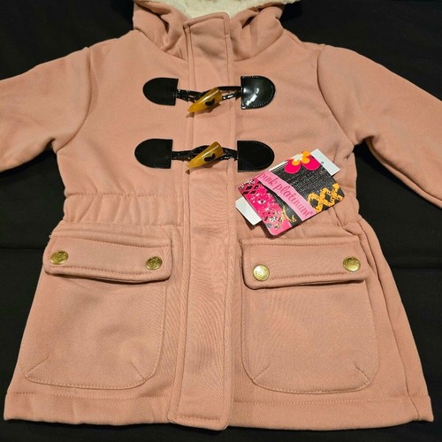 NWT Pink Platinum Girls Zip up Hooded Toggle Fleece Jacket Blush Size 4 XS - Picture 4 of 8