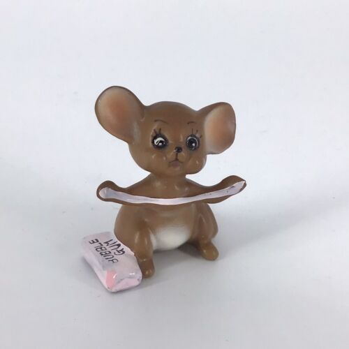 Josef Originals Mouse w Sticky Bubble Gum Miniature Ceramic Vintage - Picture 1 of 6