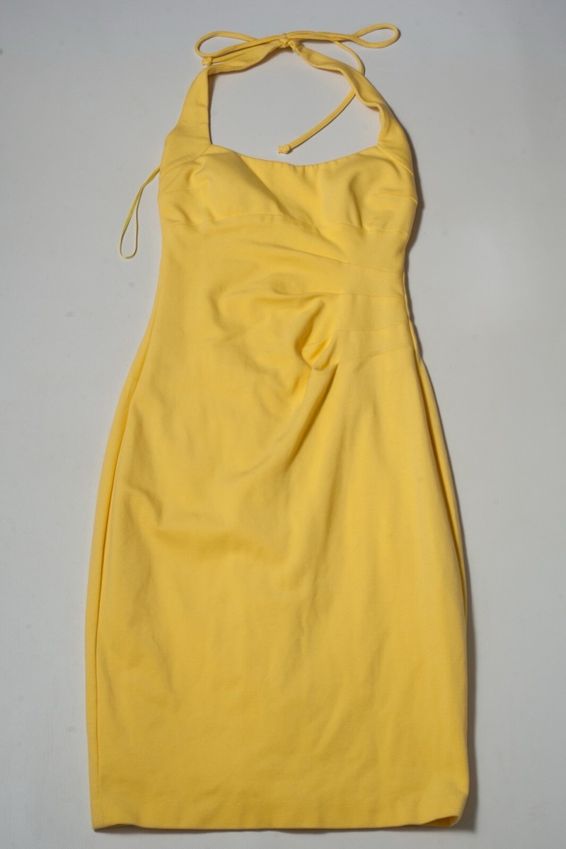 yellow cache dress Satin Gold A-line Yellow) 55 (Mauve) Wearing size X Cache Vintage Halter Yellow Dress
