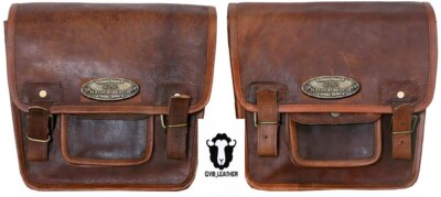 Universal Durable High Quality Leather Motorcycle Side Saddle Bags 2 Side Bags