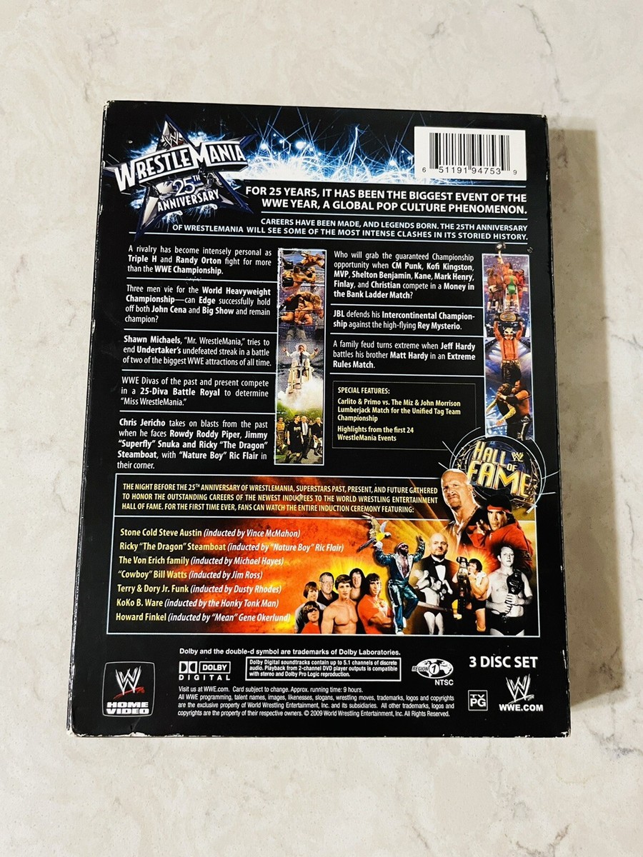 WrestleMania 25th Anniversary 3 Disc DVD Set WWE Stone Cold Steve