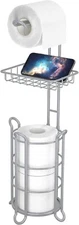 Toilet Paper Holder Stand Bathroom Storage with Raised Tissue Paper Roll - Black