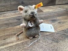 Piff Steiff Grey Mouse Soft Handmade Toy New With Tags NWT 5  