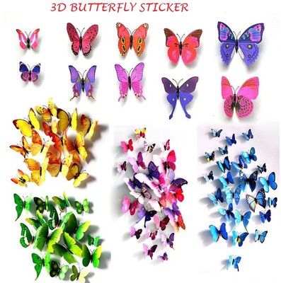 12 pcs 3D Butterfly Wall Stickers Art Decal Home Room Decorations Decor ...