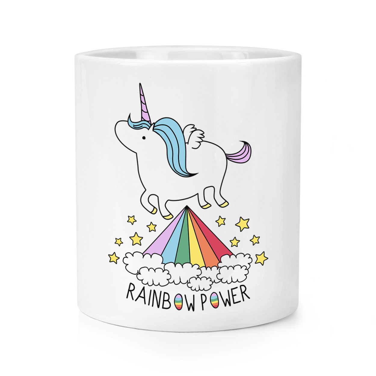 Unicorn Rainbow Power Makeup Brush Pencil Pot - Funny