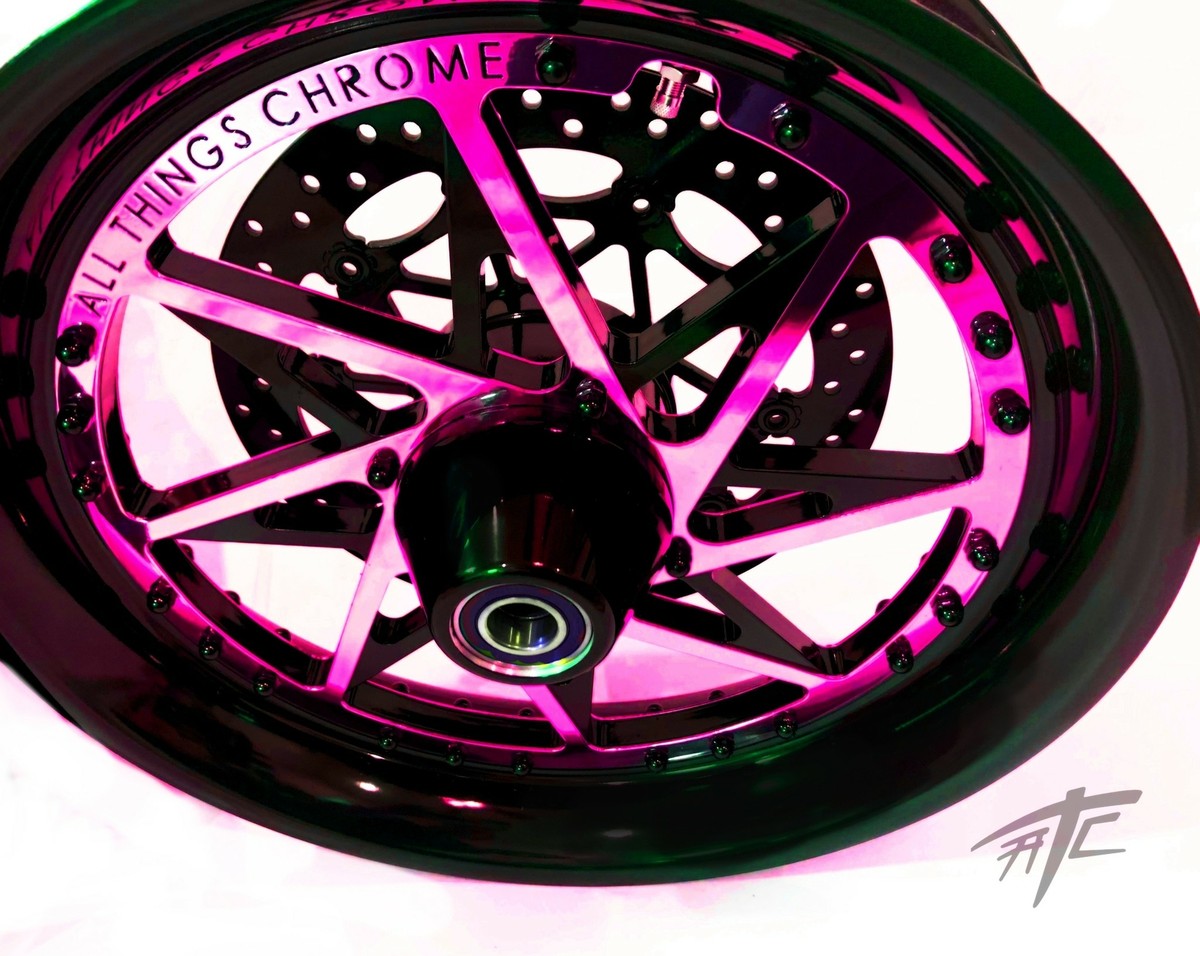 NINJA STOCK SIZE BLACK & PINK SWITCHBACK WHEELS 00-05 KAWASAKI