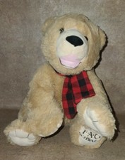 FAO Schwarz Beige Tan Brown Teddy Bear Soft Plush Scarf 12" Sitting Rare