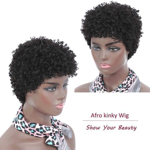 Ms Taj Afro Kinky Human Hair Wigs for Black Women Brazilian Virgin Short Curl... - Picture 2 of 6