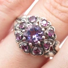 MICHELLE ALBALA 925 Sterling Vintage Real Round-Cut Amethist Ring Size 7.25