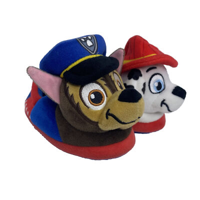 Nickelodeon Paw Patrol Marshall and Chase Plush 3-D Slippers, Blue, Toddler  7/8