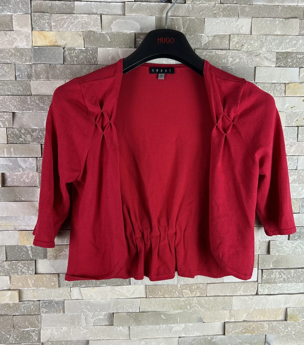 Coast ladies size 10 red silk blend bolero shrug cardigan eBay