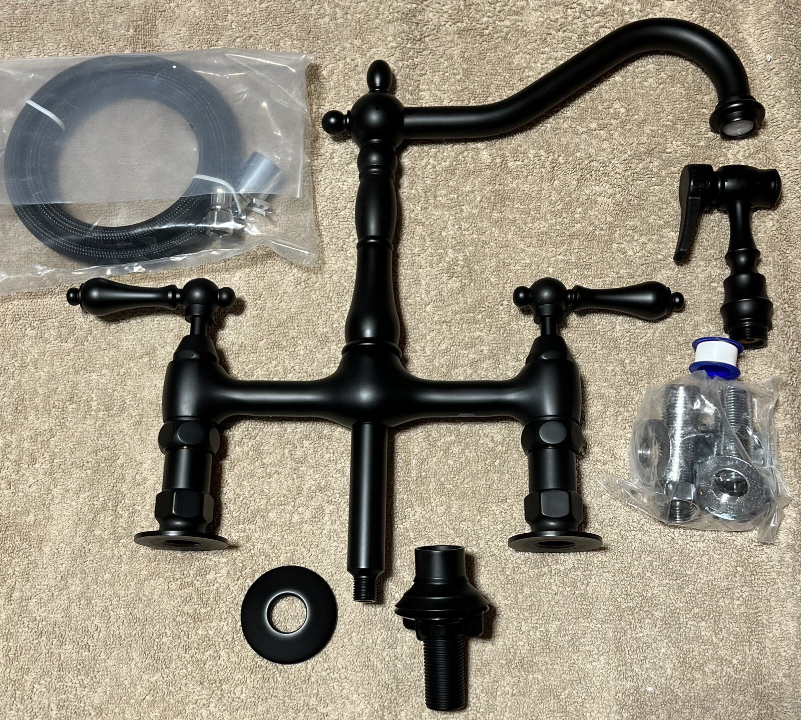 Bellevue Bridge Kitchen Faucet With SprayerMatte BlackSmall Blemish