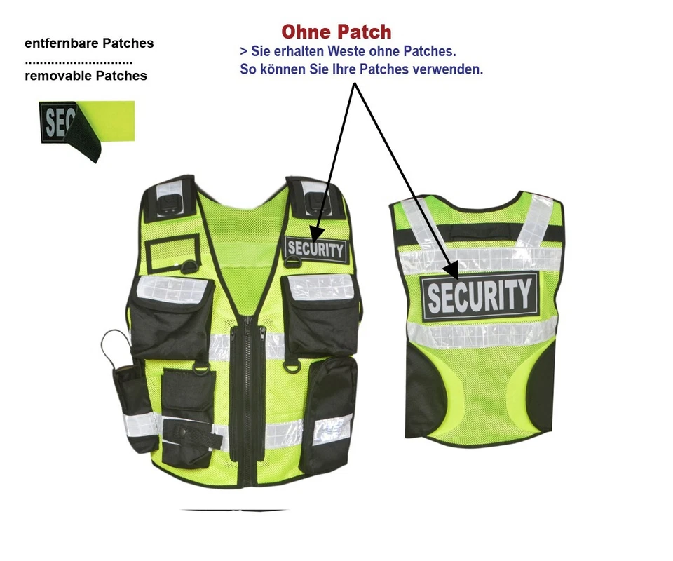 Neu 1201 Sicherheitsweste Security m. 2x Patch Einsatz-Weste, Hundeführer, Crew - Bild 3 von 4