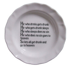 Polly Anna bone china TRINKET DISH, LETS ALL GET DRUNK AND GO TO HEAVEN (ONM93)