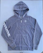 Converse All Star Kids Boy Girl Zip Up Hooded Jacket Sweater Gray Large Logo