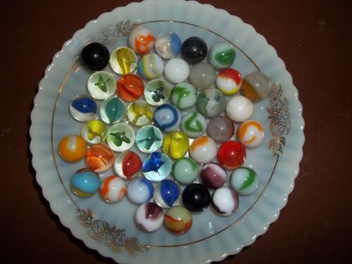 Vintage Collectable Lot 45 Various Colors Sizes Styles Glass Marbles Attic Find - Picture 1 of 12