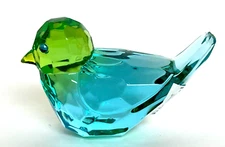 Ganz Crystal Expressions Green & Aqua Blue Bird Figurine Acrylic 2 1/2" x 2"