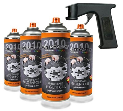 Felgenfolie SET schwarz  glänzend 4 x 400ml inkl. Spraygriff