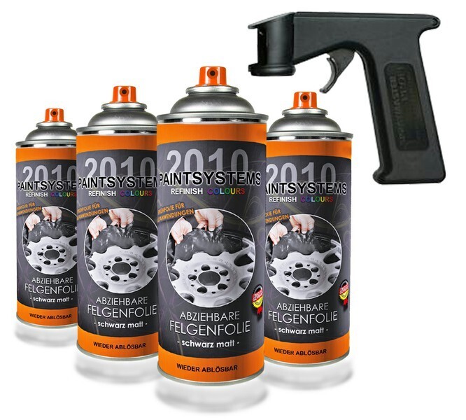 Felgenfolie SET schwarz glänzend 4 x 400ml inkl. Spraygriff