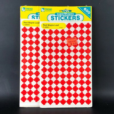 Vintage Red Maple Leaf Trend Sticker T-46001 600 Small Tiny Super Shapes 1992 