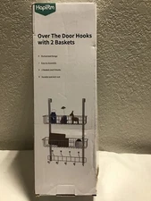 HapiRm Over The Door Hooks with 9 Hooks and 2 Mesh Baskets Rustproof & Waterp...