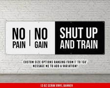 No Pain No Gain Banner - Motivational Wall Art for Home Gym