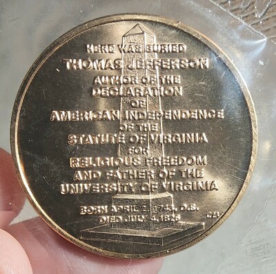 THOMAS JEFFERSON 3RD PRESIDENCY BRONZE MEDAL COIN - NEW & SEALED