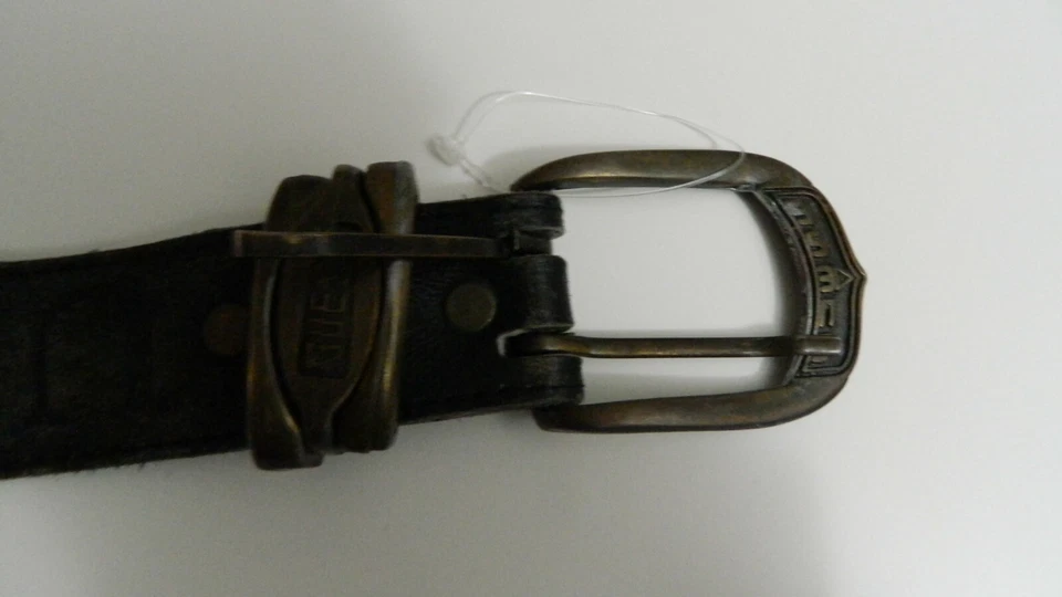 Guess Cinturón 2 Agujeros Doble Punta Hebilla Cuero Tono Latón? 1.5" ancho talla 40 Foto 4 de 4