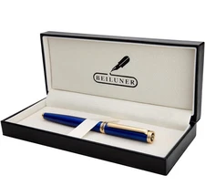 BEILUNER Blue Fountain Pen,Stunning Luxury Pen,24K Gilded Nib(Medium),Gorgeous