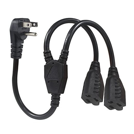 Power Cord Extension Y Splitter - 1 to 2 Way Outlet Adapter NEMA 5 1FT 1-Pack
