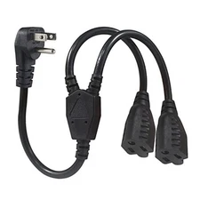 Power Cord Extension Y Splitter - 1 to 2 Way Outlet Adapter NEMA 5 1FT 1-Pack