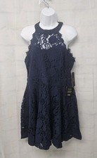 Lulus Dress Navy Lace Halter Party Wedding Guest Mini Coquette XL NWT