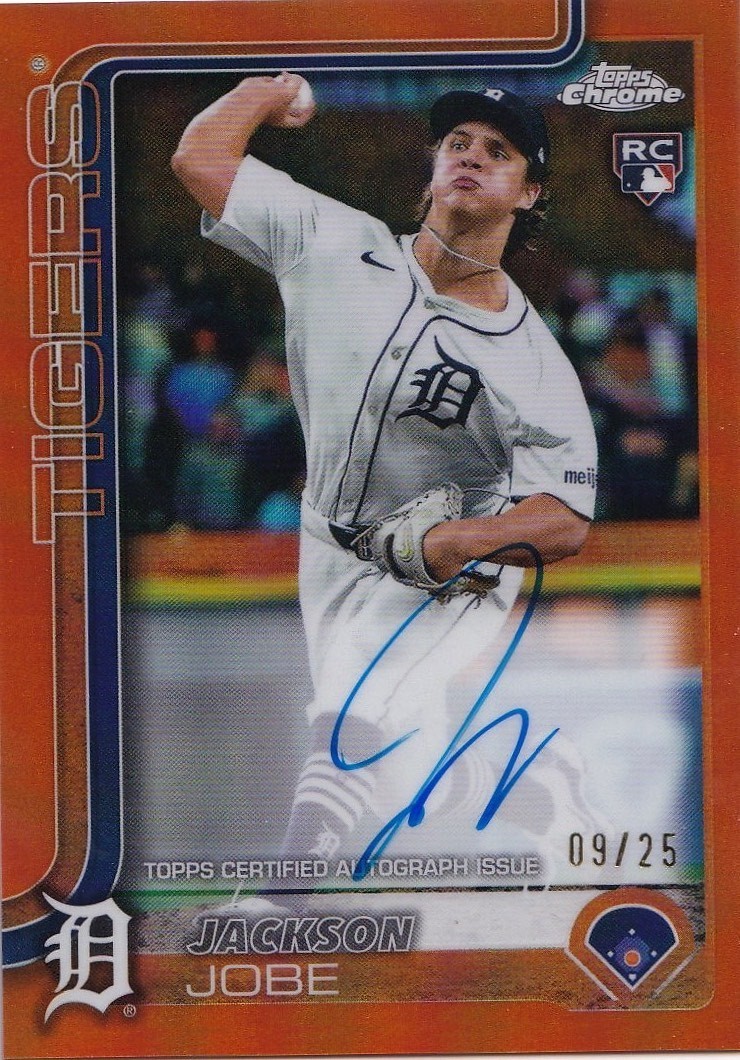 Jackson Jobe 2025 Topps Chrome Rookie Autographs Orange Refractor Auto RC 9/25