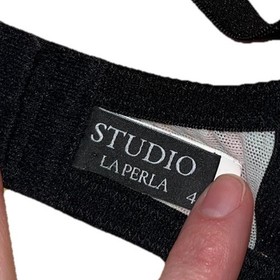 Studio La Perla Black Lace Balconette Bra Size 38C Sheer Underwired