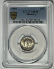 1916 MERCURY DIME PCGS MS 65