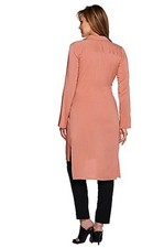 New Halston Long Sleeve Hi-Low Tunic Kimono Self Tie Desert Rose Sz 10 #75253