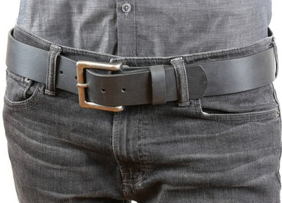 BIKERS BLACK BELT 1 3/4''  GENUINE COWHIDE  LEATHER PLAIN  WIDE SNAP 0FF BUCKLE