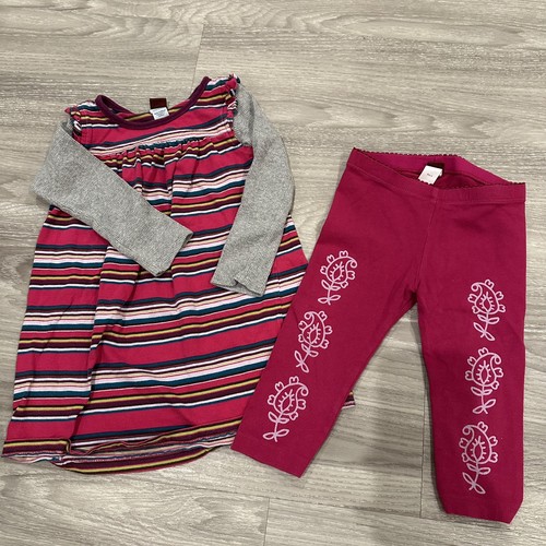 Tea Collection Striped Long Sleeve Jersey Knit Dress Leggings Toddler Girl 3 T