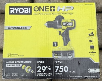 NEW! Ryobi ONE+ HP 18V Brushless 1/2'' Hammer Drill Kit PBLHM101K - SHIPS NOW!