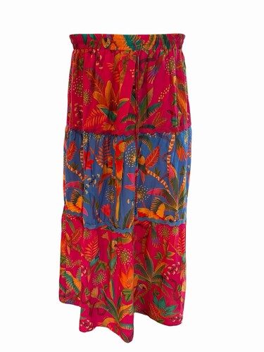 Farm Rio Anthropologie Macaw Party Skirt w/Slip Size XL Floral Party Caribbean