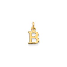 14k Yellow Gold Letter B Pendant Block Initial Charm Monogram Necklace Unisex