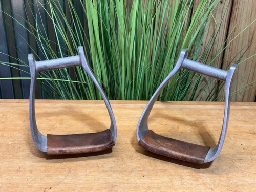 Angled Aluminum Western Roping Stirrups ~ 2 1/4" Deep ~ 5 1/4" wide