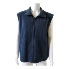 COLUMBIA Mens Size XL Navy Blue Sleeveless Fleece Zip Front Vest
