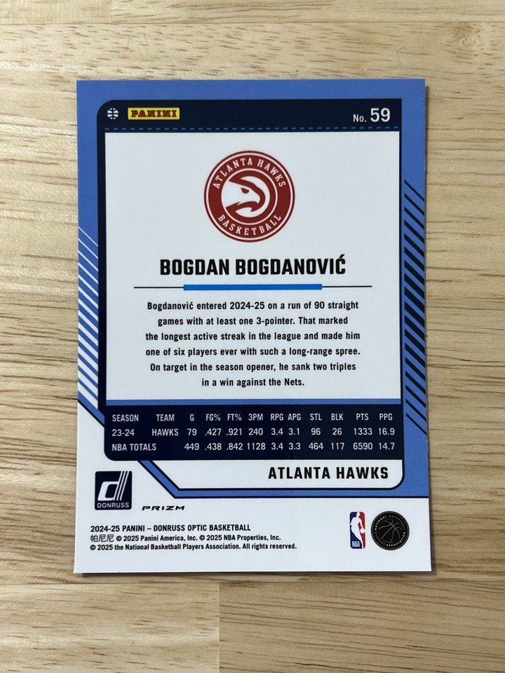 Short NBA Atlanta Hawks – Bogdan Bogdanovic #13 – Noir, Taille L (38), Game Utilisé