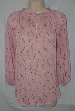 CHAPS Pink Floral Sz Medium Casual or Dress Roomy Key Hole Pullover Shirt