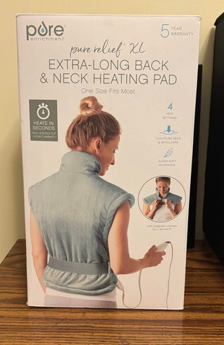PureRelief XL Extra-Long Back and Neck Heating Pad - Pure Enrichment (Gray)