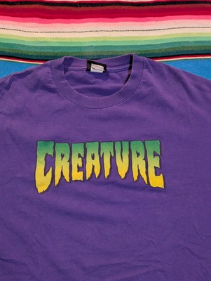 Creature Skateboards T-shirt Lrg Purple Vintage Skate Tee World Industries Baker