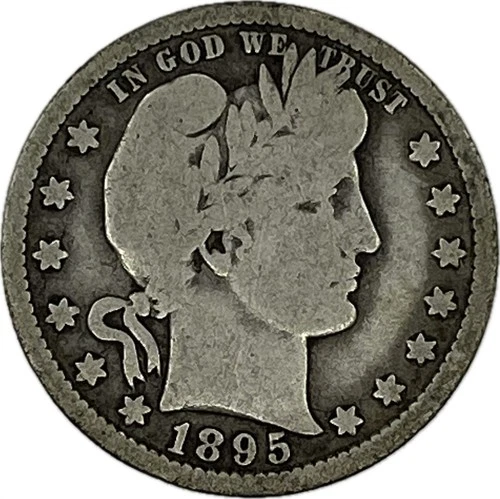 1895-O Barber Silver Quarter in a SAFLIP® - Center MM - VG- Details Dirty